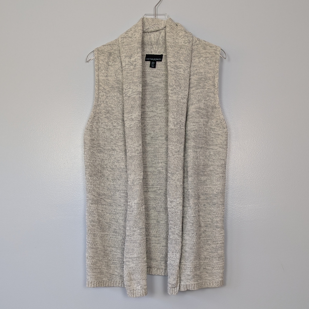 Cynthia Rowley Gray and Cream Sweater Vest Women's Medium